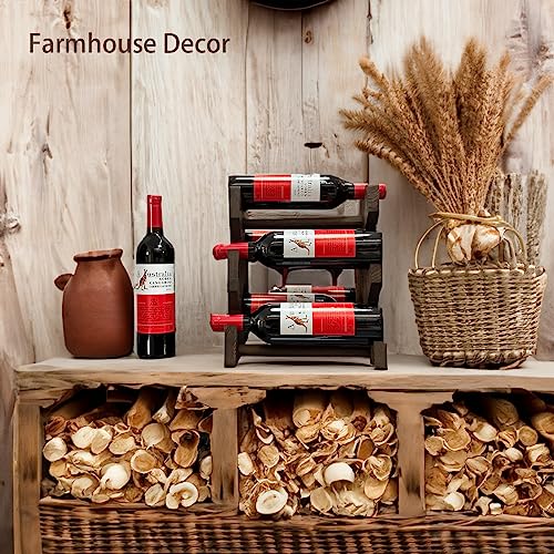Wine Rack Countertop Wine Bottle Holder, Wine Racks Tabletop Free Standing Wine Bottle Storage Rack for Home Kitchen Dining Room Bar Decor, Luxur