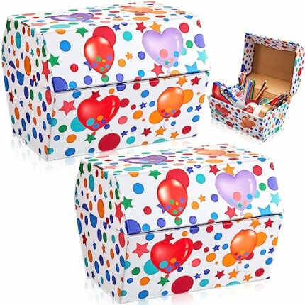 Zhanmai Confetti Prize Treasure Box Confetti Treasure Chest Treasure Cardboard Box Kids Prize Box for Kids Birthday Classroom Supplies Treasure O