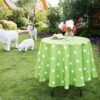 3E Home Patio Round Outdoor Tablecloth Waterproof with Umbrella/Parasol Hole and Zipper[52 inches (132 cm) Palm leaf]