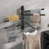 Towel Bar, Upgraded Swivel Towel Rack Aviation Aluminium Four in ONE Towel Racks for Bathroom Space Saving Swing Out 180° Rotation Towel Hanger H