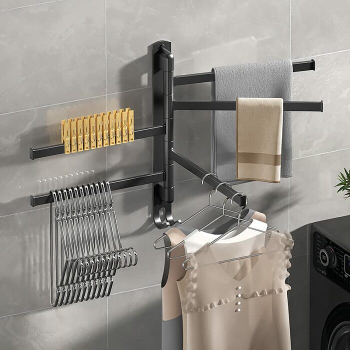 Towel Bar, Upgraded Swivel Towel Rack Aviation Aluminium Four in ONE Towel Racks for Bathroom Space Saving Swing Out 180° Rotation Towel Hanger H