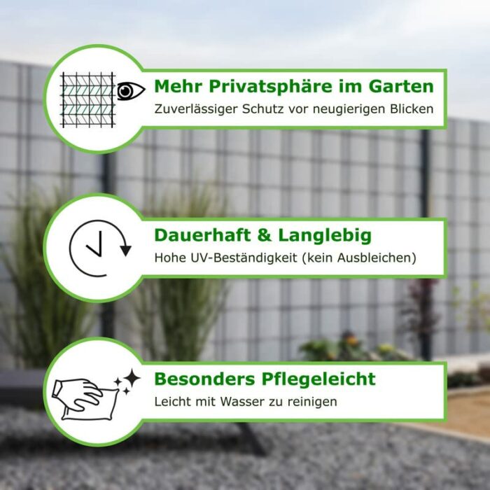workingHOUSE Polyrattan Privacy Screen Strips for Double Bar Mesh Weatherproof Strips for Fence, Balcony and Terrace - Maintenance-Free and Easy