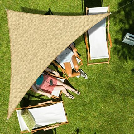 LOVE STORY 20' x 20' x 28.3' Sun Shade Sails Right Triangle Sun Sail Shade Cover Fabric for Patio Outdoor Garden Yard, Sand