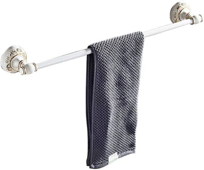 FVRTFT Towel bar, towel rack antique aluminum single towel bar bathroom, white