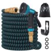Expandable Garden Hose 100ft - Expanding Water Hose with 10 Function Nozzle, 4 Layer Latex and 3/4'' Solid Brass Fitting, Easy Storage Garden Wat