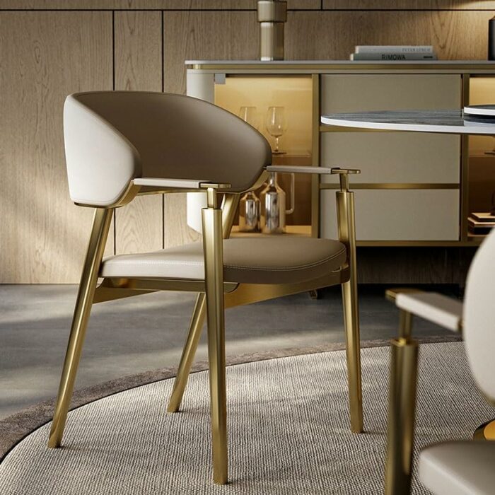 LUKEO Metal Chairs Dining Room Comfortable Armrests Relaxing Chair Adults Furniture