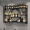 EYLINK Modern Metal Wall Mounted Wine Display Rack, Bar Unit Floating Shelves, Wall-Mounted Wine Racks, Glass Rack Iron Display Stand Wine Holder