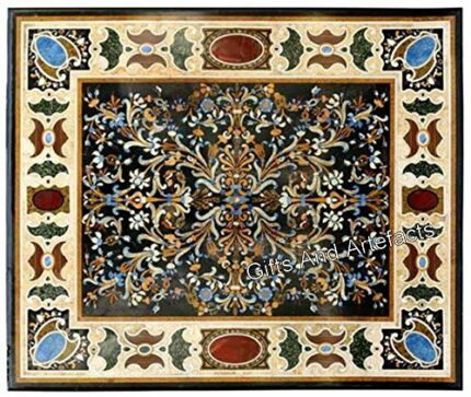 Gifts And Artefacts 48 x 60 Inches Handmade Dining Table Top for Home Furniture Decor Rectangle Shape Black Marble Center Table with Elegant Look