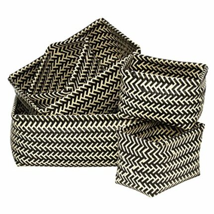 Premier Housewares 5-Piece Interlocking Basket, Polypropylene, Black