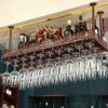 KEppd Wine Rack Wall Mounted - Ceiling Decoration Wine Glass Rack, Vintage Wine Bottle Holder, for Bars, Restaurants, Kitchens Stemware Holder, V