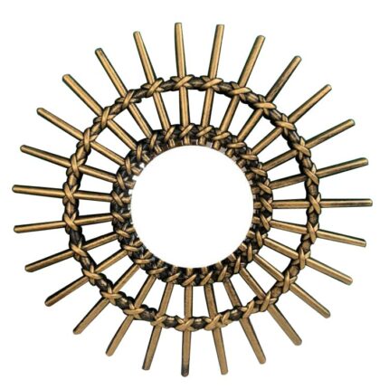 Hosoncovy Plastic Rattan Frame Decorative Mirror Wall Hanging Mirror Rattan Decor for Living Room Bedroom Hallway Home Decoration ( 25cm Diameter