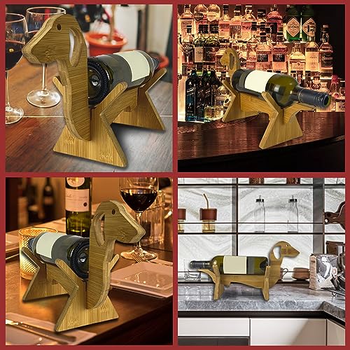 Bantlou Wood Table Top Wine Rack, Single Bottle Countertop Holder for Home Party Bar Decorations, Wine Lover Gift, Home Decor