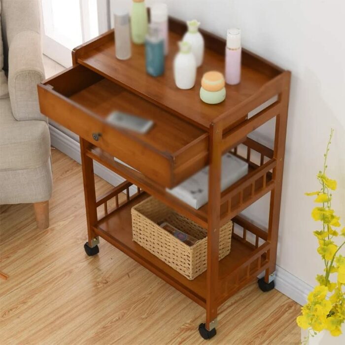 DINGZZ Removable Dining Cart 3-tier Dining Cart Small Living Room Cart Kitchen Storage Rack (Color : D, Size : 81CM*53CM)