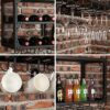 KEppd Wall Mounted Wine Bottle Hanging Glass Holder,Metal Grid High Capacity Wine Cabinet, Wall Wine Stemware Goblet Racks, Bar Counter Wine Stor