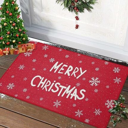 CAROMIO Non-Slip Doormat for Kitchen Bedroom Living Room Floor Mat Christmas Decorative Doormat Welcome Door Mat Indoor & Outdoor Rugs White Prin