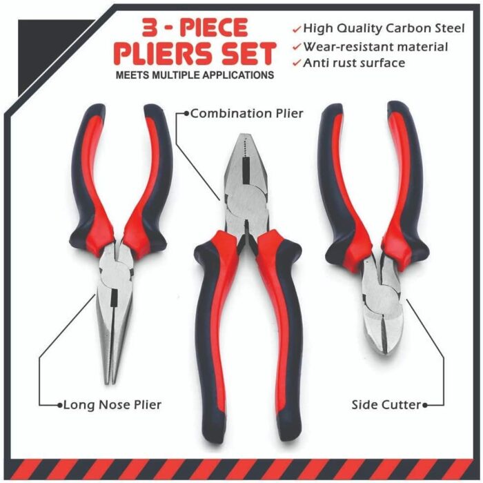 True Face Pliers Set 3 Pcs Side Cutter Sets Long Nose Pliers Wire Cutters Grips Tools 15cm