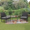 TFIIEXFL Gray Deck PE Outdoor 3-piece Rattan Set White Appearance Universal Material Use