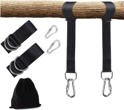 Dongawin Tree Swing Hanging Kit, Max Load 500 kg, Easy and Fast Tree Swing Hanger - 2 Straps and 2 Premium Carabiners, Perfect for Swings, Hammoc