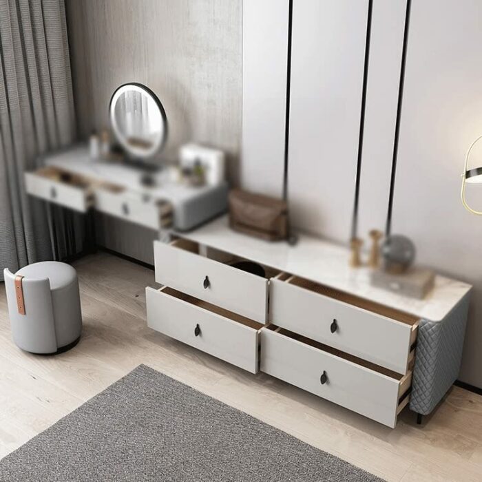 BVDSG Drift Window Retractable Rock Slab Dresser Vanity Table And Chairs Bedroom Storage Bedroom Cabinet