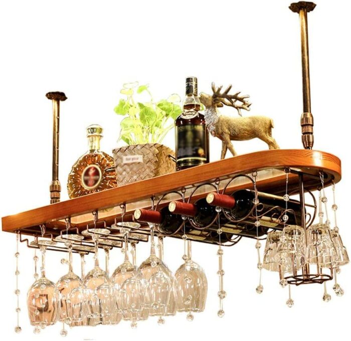 EMISOO Wall Mounted Wine Rack,Hanging Bar Glass Rack,Hanging Bottle Holder,Storage Store Red, White, Champagne, Home & Kitchen Décor Storage Hold