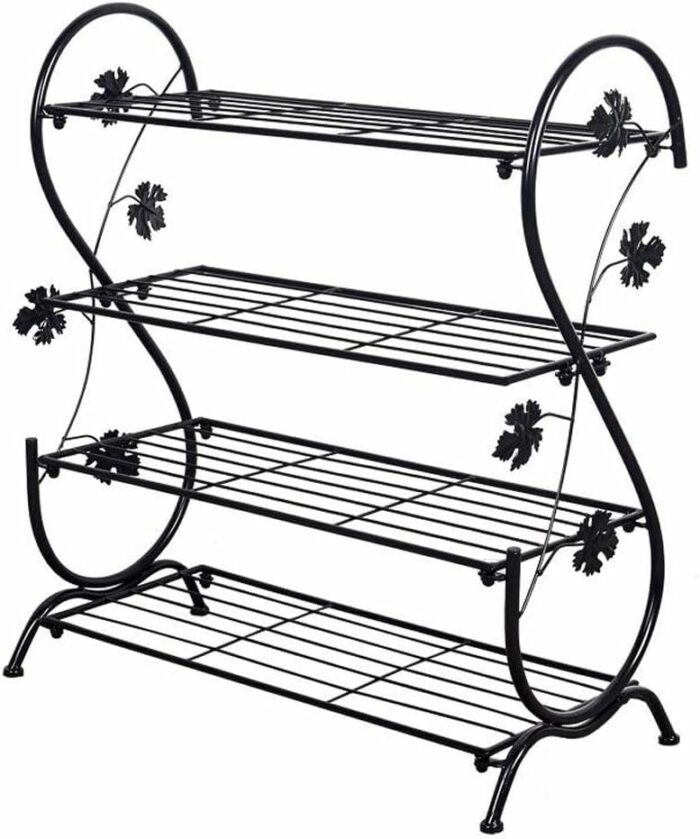 KRHINO Shoe rack Iron Multi-Layer Shoe Rack Shelf Storage, Multifunctional Metal Shoe Stand Organizer Cabinet For Closet Bedroom (Color : Schwarz
