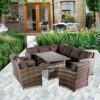 YFYTYG-PX 9 Seat Rattan Furniture Outdoor Sofa Dining Table with Free Rain Cover 3 Single Chair Sofa Dark Gray Sofa Cover (UK Flame Retardant Mat