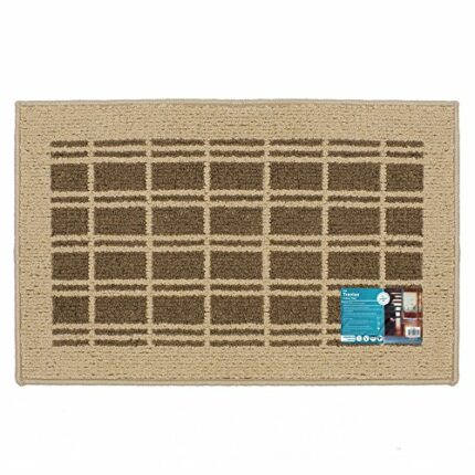 JVL 01-856BE-BR Treviso Backed Machine Washable Entrance Door Mat, Polypropylene/Latex, Beige/Brown, 50 x 80 x 1.2 cm