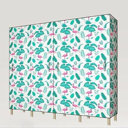 LUKEO Simple Wardrobe Reinforced Thicken Cloth Sturdy Steel Frame Assembly Oxford Locker Hanging Wardrobe