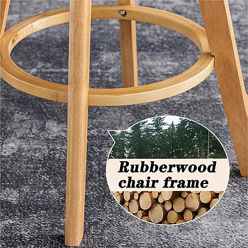 N/A Bar Stools Set of 2, Swivel Bar Chair Rubberwood High Stools, with Upholstered Backrest Seat & Footrest, for Kitchen Counter Dining Room Isla