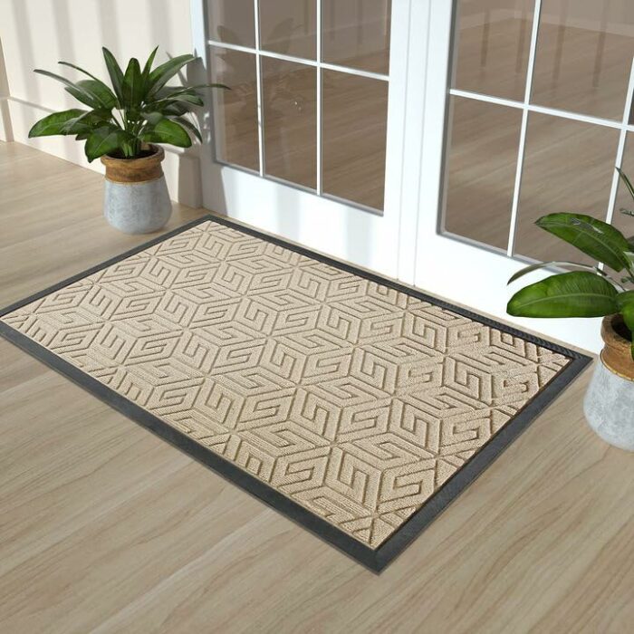 Yimobra Durable Front Entrance Door Mat Outdoor Indoor, Heavy Duty Doormat Entryway Floor Rug, Non Slip Rubber Backing, Easy Clean Shoe Scraper,
