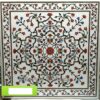 Gifts And Artefacts 48 x 48 Inches White Square Shape Marble Kitchen Table for Home Decor Pietra Dura Art Dining Table with Royal Look