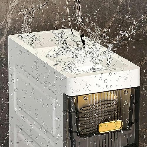 Bathroom Floor Cabinet with Drawers, Large Capacity Slim Toilet Paper Storage Cabinet with Plastic Clear Drawers 18cm Upgrade Storage Tower Vanit