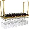 Wine racks Hanging Gold Metal Retro Wall Mounted Wine Champagne Glass Goblets Stemware Rack Holder, 60/80/100/120cm x 30cm