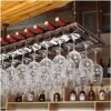 Ceiling Wine Rack Vintage Wrought Iron Metal Simple Style Multi-Function Living Room Creative Display Storage Wine Rack -Restaurant Kitchen Bar F