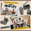 5 Pieces Metal Movie Theater Decor Home Movie Theater Room Decor Cinema and Popcorn Wall Art Metal Movie Reel Wall Sign Theater Action Sign for M