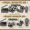 5 Pieces Metal Movie Theater Decor Home Movie Theater Room Decor Cinema and Popcorn Wall Art Metal Movie Reel Wall Sign Theater Action Sign for M