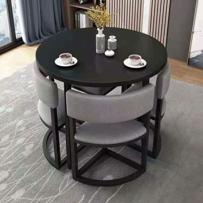 KUKIXO Negotiation Reception Tables and Chairs 80cm Small Round Picnic Tables, Home Dining Table and Chair Set,Garden Furniture Combination Sets