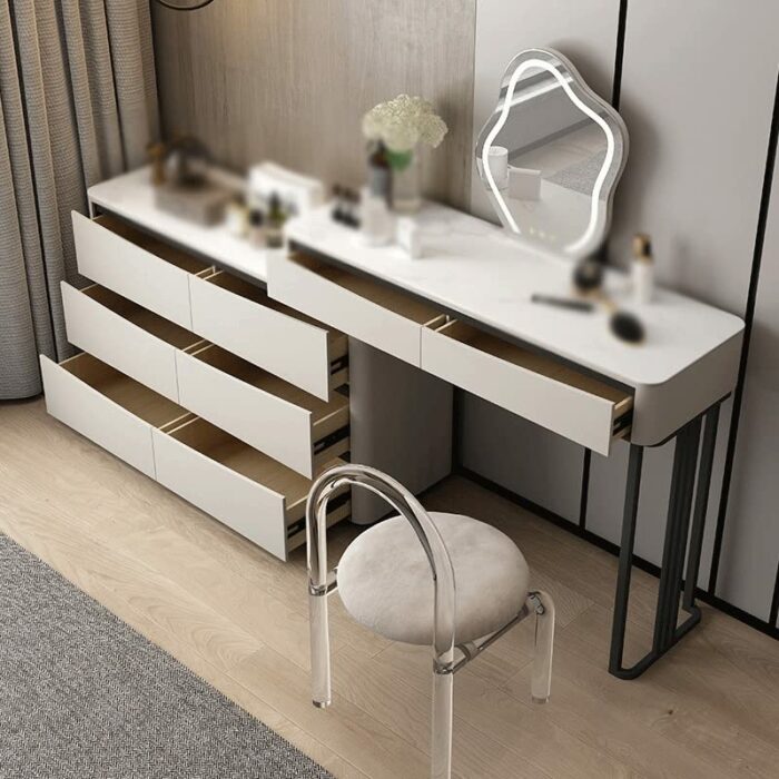 JJZXD Dressing Table Bedroom Small Household Storage Cabinet Bucket Dressing Table Telescopic Vanity Table
