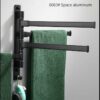 Swivel Towel Rack, Sviwel Towel Bar for Bathroom, Aluminum 4-Arm Towel Bar, Space Saving Wall Mounted Towel Holderwith Hook, Rustproof Swing Out