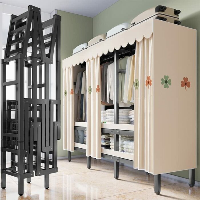 JYDQM Bedroom Wardrobe Free Steel Frame With Installation Wardrobe Household Frame Structure Cloth Storage Wardrobe
