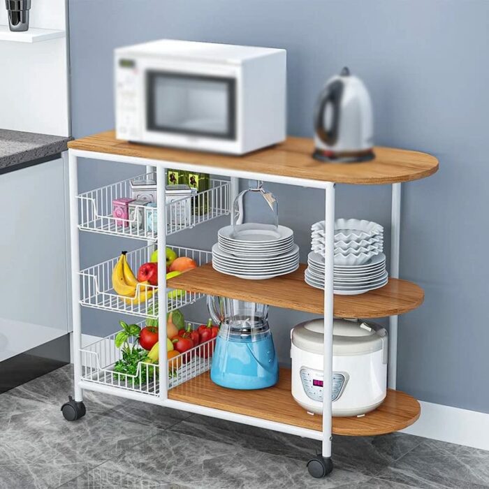 THYKL Kitchen Furniture Multi-layer Partition Multifunctional Storage cart With Wheeled Kitchen Trolley (Color : Argento, Size : 84cm*64cm)