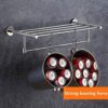 Towel Rail Towel Rack,304 Stainless Steel With Dual Row Towel Shelf For Bathroom,Wall-Mounted Storage Rail Holder Rack(60cm Long)