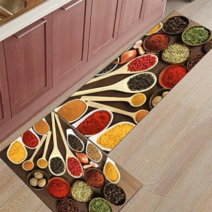 SYFTGMZ Doormats Spices Cumin Pepper Living Room Balcony Carpet Bedroom Entrance Foot Pad Kitchen Non-slip Long Rug ( Color : D , Size : 60x90cm+