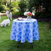 3E Home Patio Round Outdoor Tablecloth Waterproof with Umbrella/Parasol Hole and Zipper[52 inches (132 cm) Palm leaf]