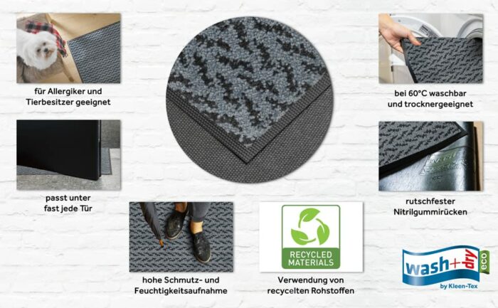 wash+dry Doormat, Polyamide Back: Nitrile Rubber, Brown, 50 x 75 cm