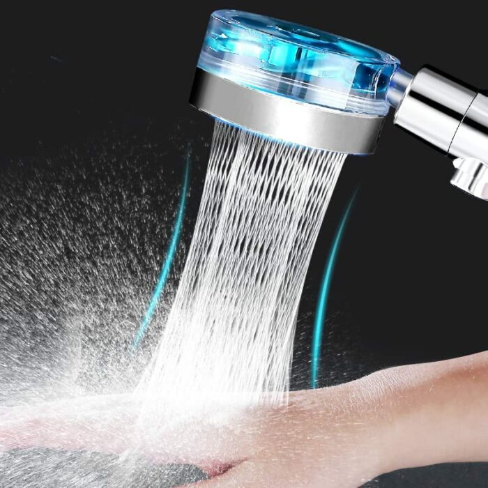 High Pressure Water Saving Shower, 360 Degrees Rotating Propeller Driven Handheld Shower Head with Filter, Turbo Spa Shower Head with Fan & Switc