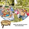 Huaxingda Outdoor Wooden Folding Picnic Table, 30cm Diameter Portable Wooden Outdoor Folding Picnic Table 2 In 1 Wine Glass Rack, Used For Garden