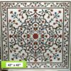 Gifts And Artefacts 42 x 42 Inches Inlaid with Semi Precious Gemstone Dining Table Top White Marble Square Shape Hallway Table for Office Furnitu