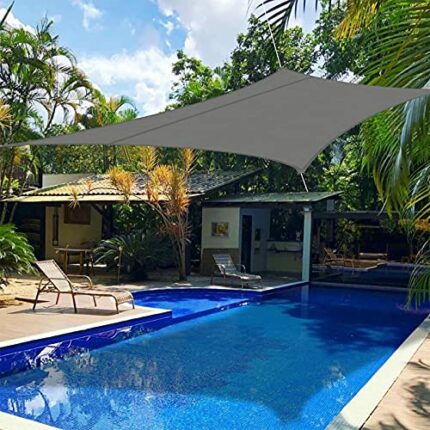 Anbte 2M x 3M Grey Rectangle Shade Sails with installation kit, Awning Waterproof Sun Shade Sail Canopy Awning Fabric Cloth Screen - UV Block UV