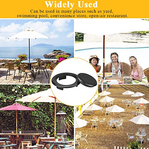 Favengo 2 Set Parasol Hole Rings Plastic Patio Umbrella Table Ring Standard Size Umbrella Hole Plug With 2 Pcs Decorative Tabletop Caps for Patio
